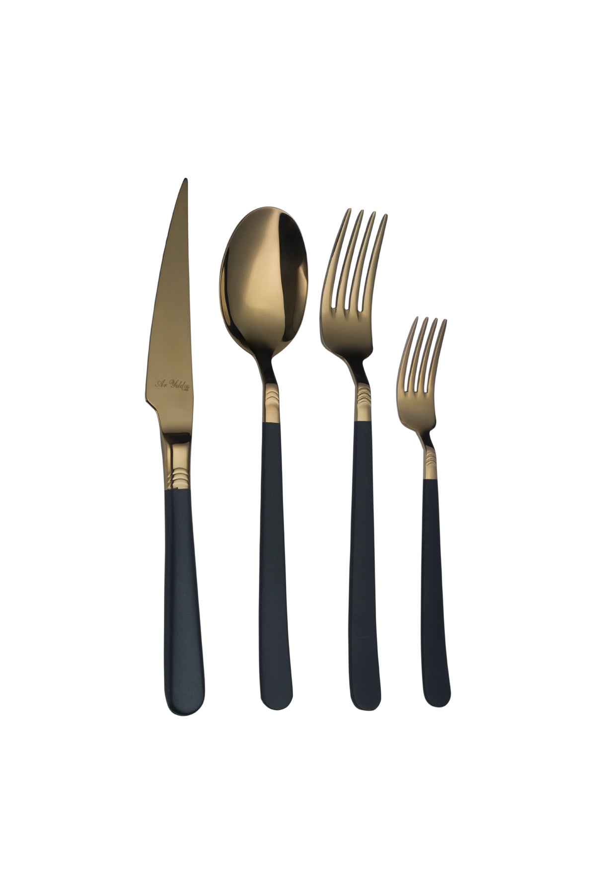 Aryildiz fiore s bronz siyah 24 Piece 6 Place Setting Flatware Set - MALLTURK