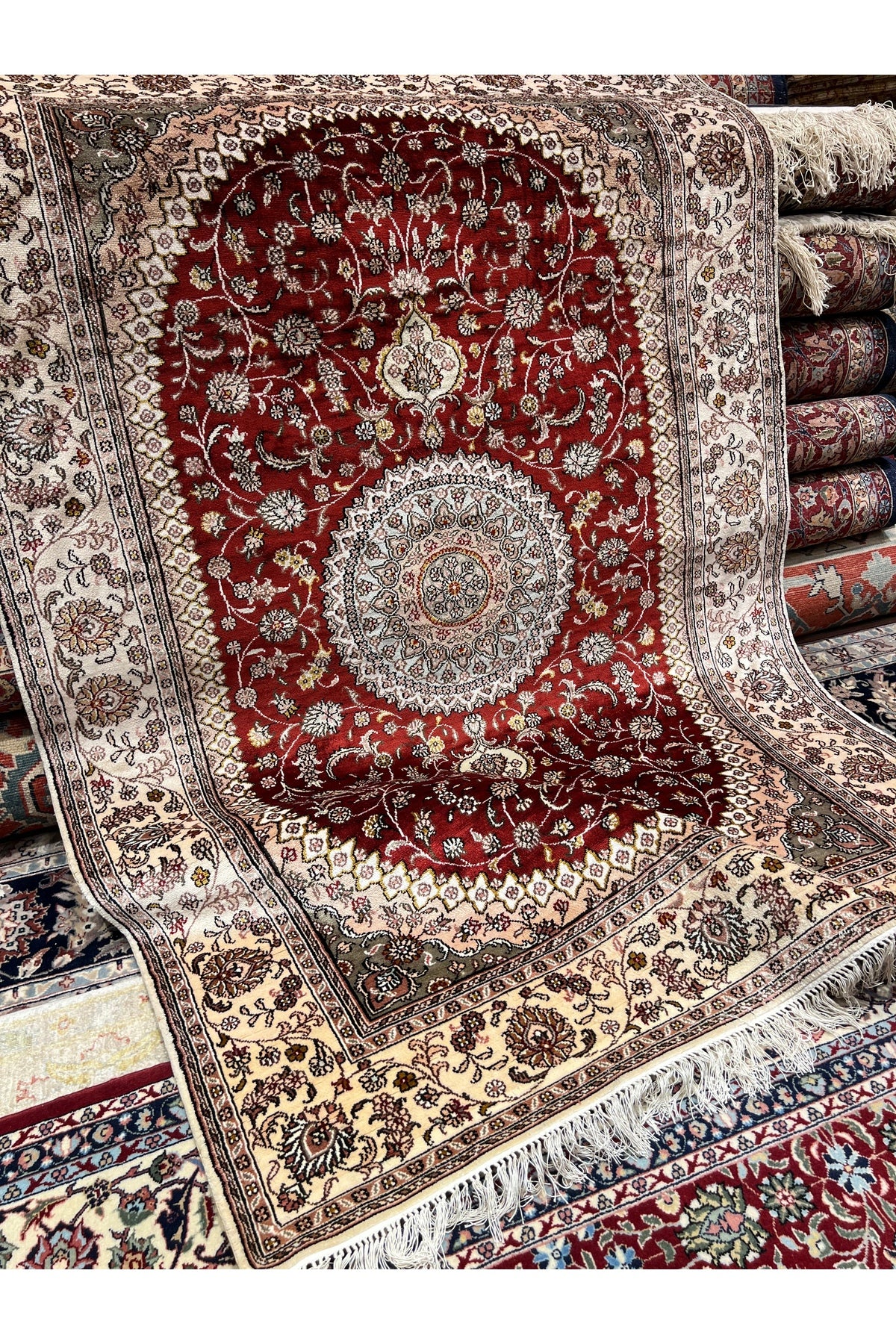 RD RAMAZAN DAG Hand Rug Art Hand-Woven Chinese Silk Rug 1.90x120