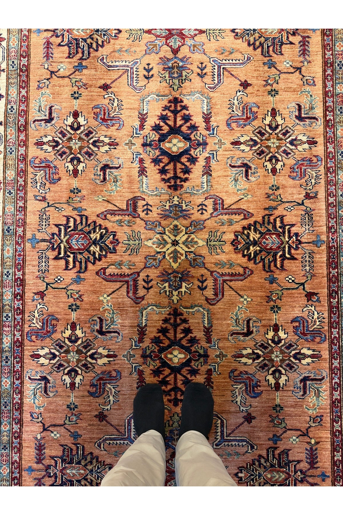 Afghan Rug Hand-Woven 100% Wool Natural Dye Handicraft ile Harika Kazak Design