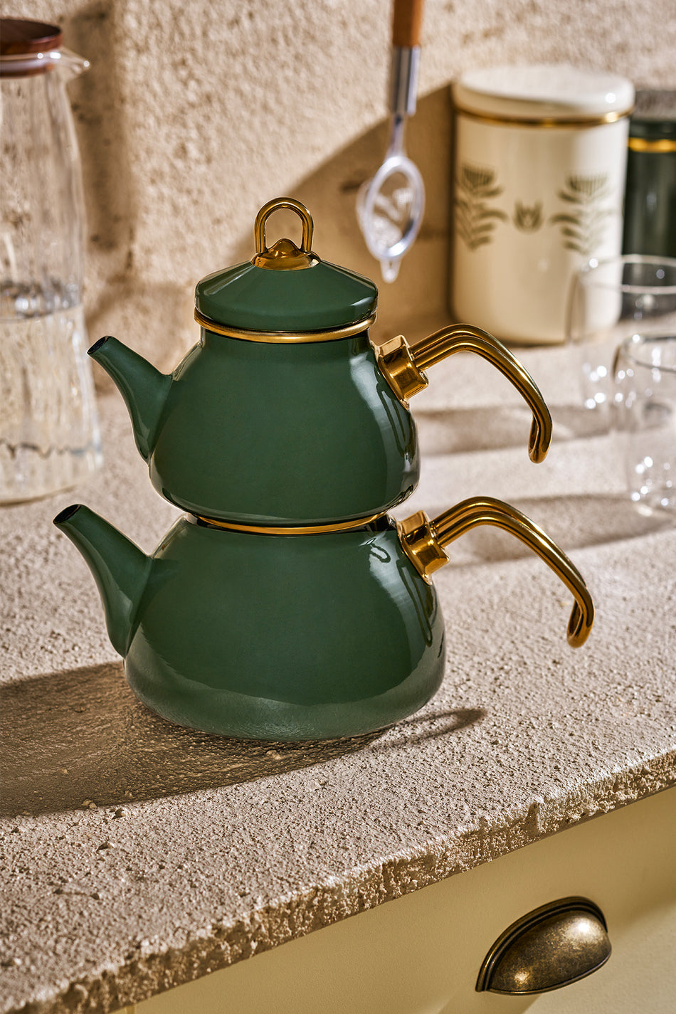 Emsan Artisan Mini Enamel Teapot, Green - MALLTURK