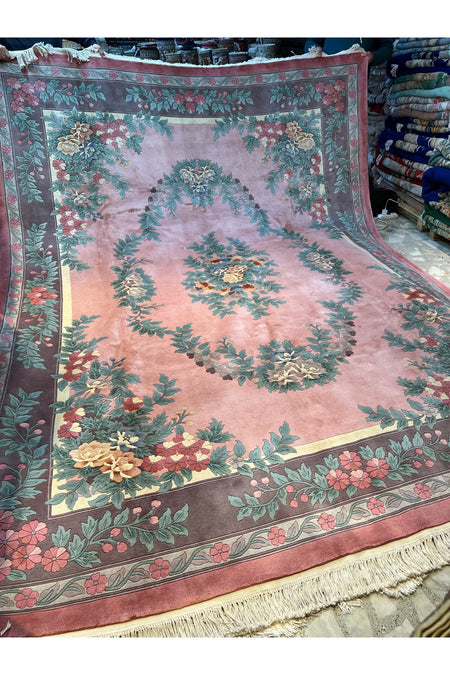 RD RAMAZAN DAG Hand Rug Art Hand-Woven Embossed Chinese Rug Premium Quality Pink Color Size 370x274 - MALLTURK