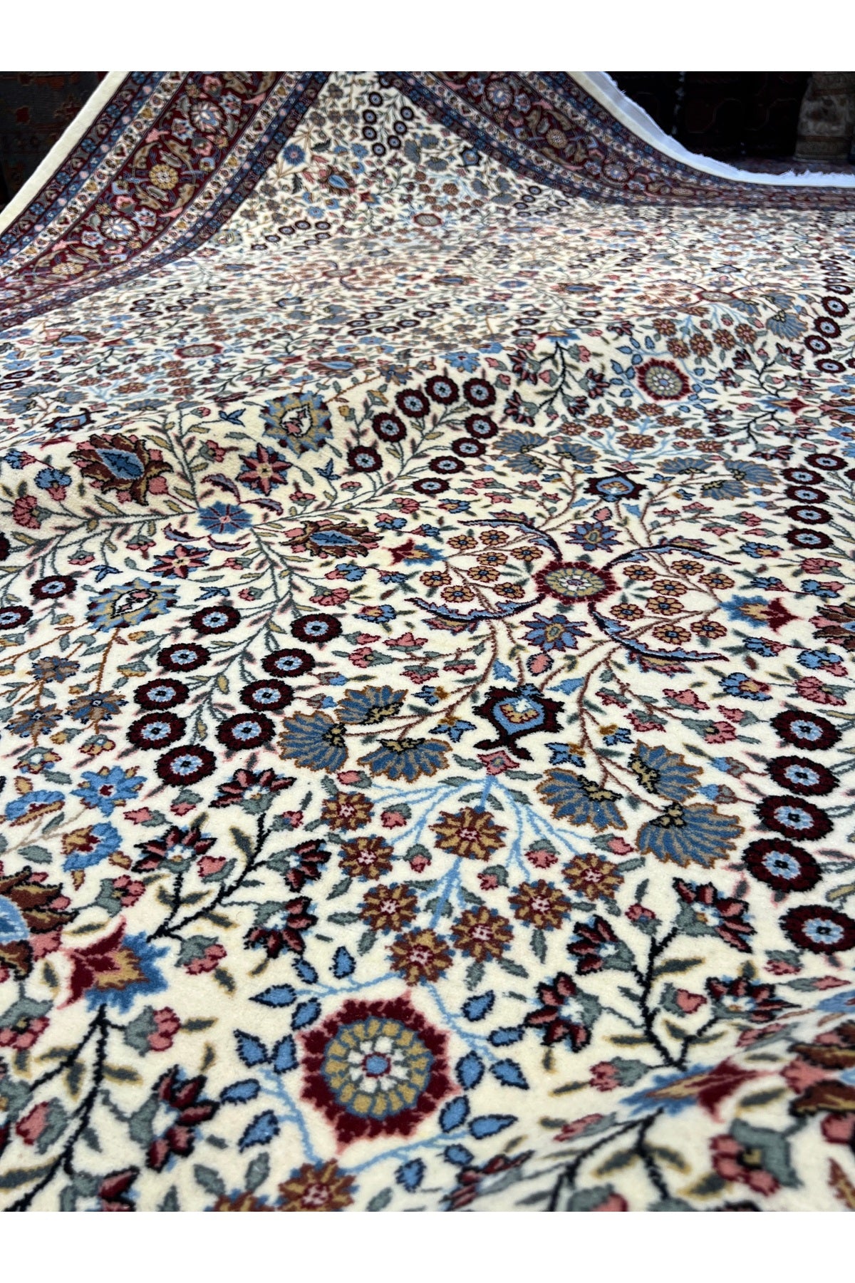 RD RAMAZAN DAG Hand Rug Art Hand-Woven Sumerbank Hereke Rug Signed Seven Mountains Flower Premium Quality Size 300x200 - MALLTURK
