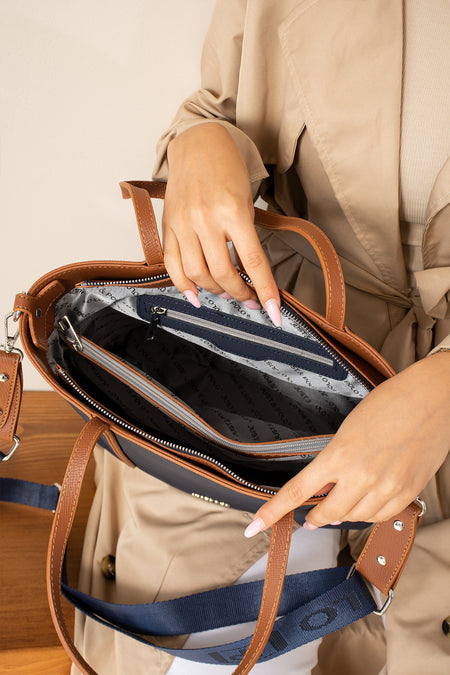 Just Polo Women's Hand and Shoulder Bag, New Season, Dimensions: Height: 24 cm, Width: 33 cm Dark Blue - MALLTURK