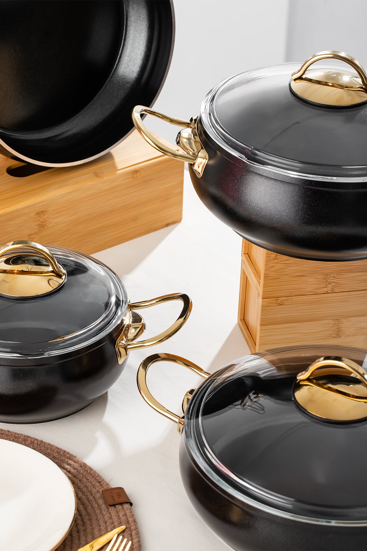 Lines L-5094 Yonca Guvec 7 Piece Kure Cookware Set Altin Kulp