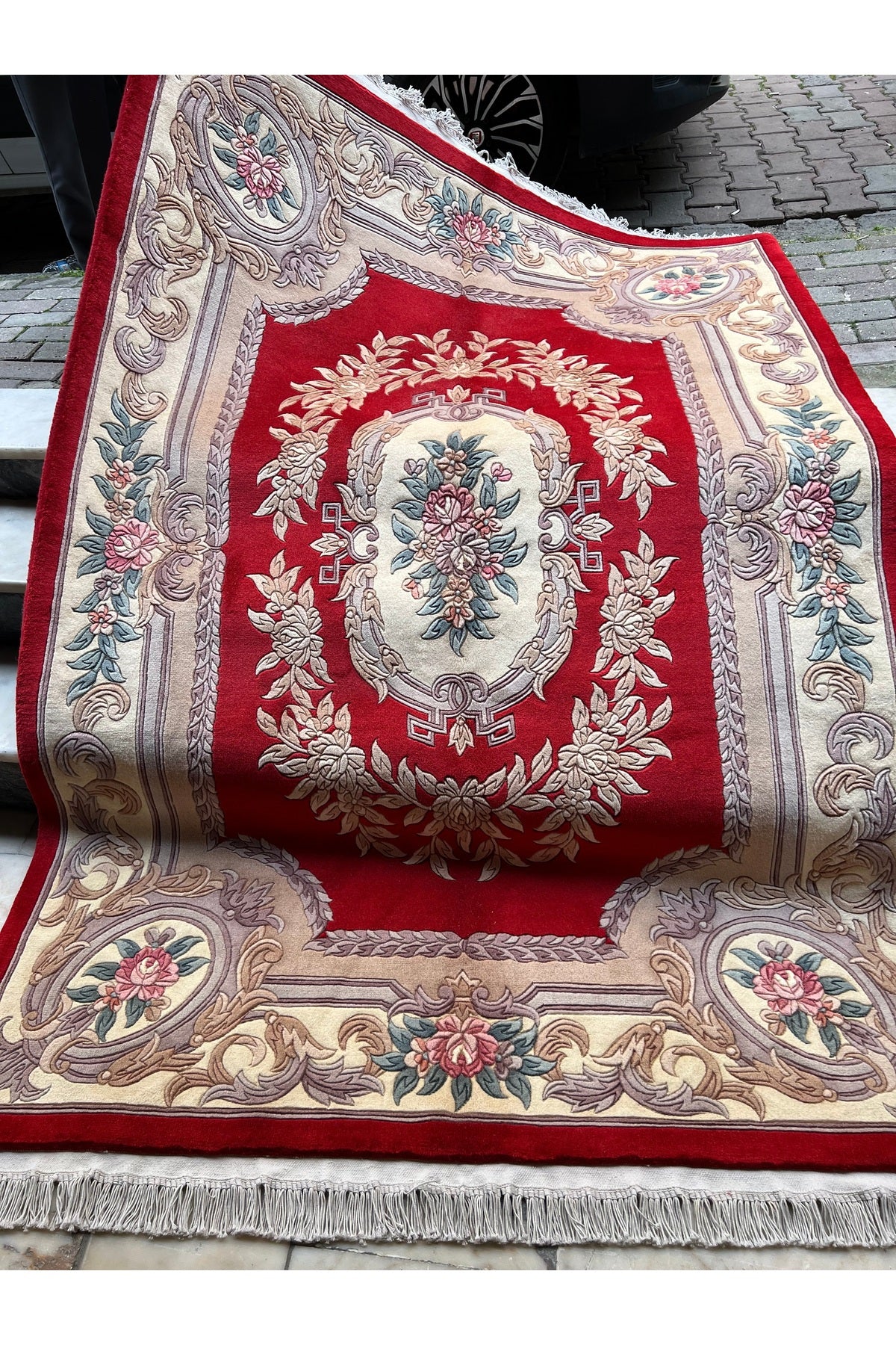 RD RAMAZAN DAG Hand Rug Art Hand-Woven Embossed Chinese Rug Premium Quality Wool Weave Red Color Size 240x170 - MALLTURK