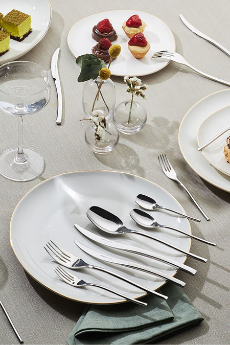 Karaca dora 316 Steel 84 Piece 12 Place Setting premium Flatware Set Boxed - MALLTURK