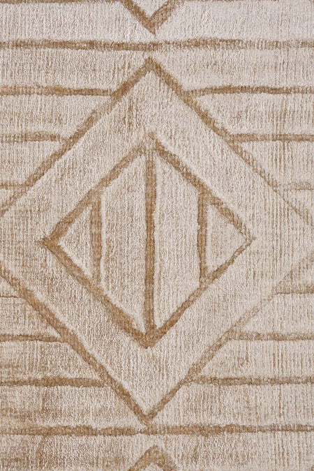 Naar Hali Mao KC 1859 Beige Modern Handwoven Bamboo Carpet - MALLTURK