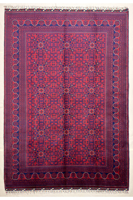Afghan Rug Hand-Woven 6 Meter Bilejik Design 100% Wool Natural Dye Handicraft ile Harika Yildiz Pattern