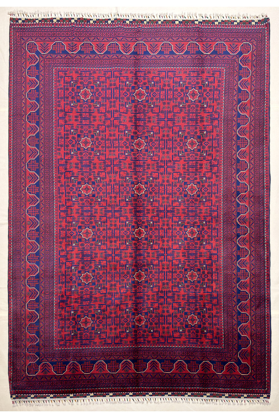 Afghan Rug Hand-Woven 6 Meter Bilejik Design 100% Wool Natural Dye Handicraft ile Harika Yildiz Pattern