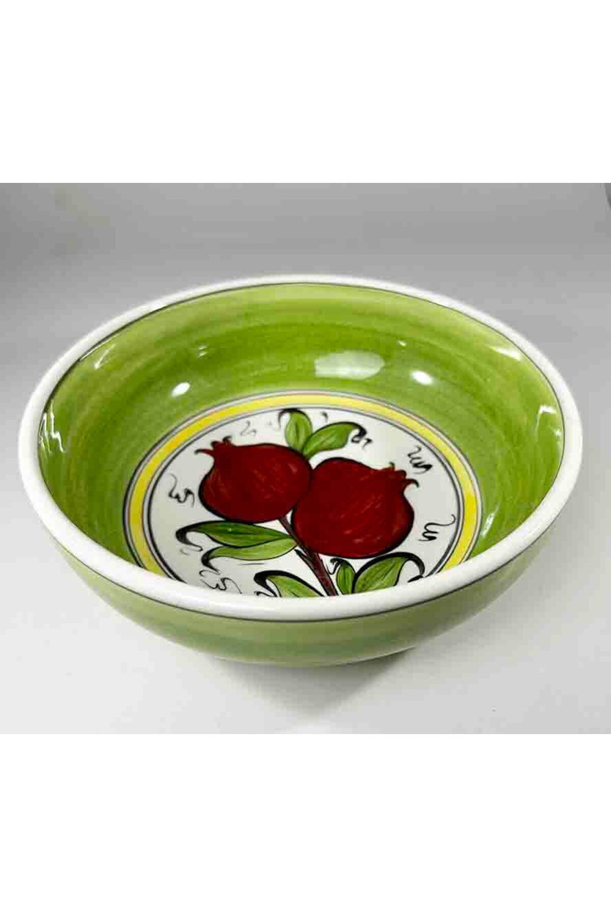 Cini Evi Pomegranate Patterned Iznik Tile Salad Bowl - MALLTURK