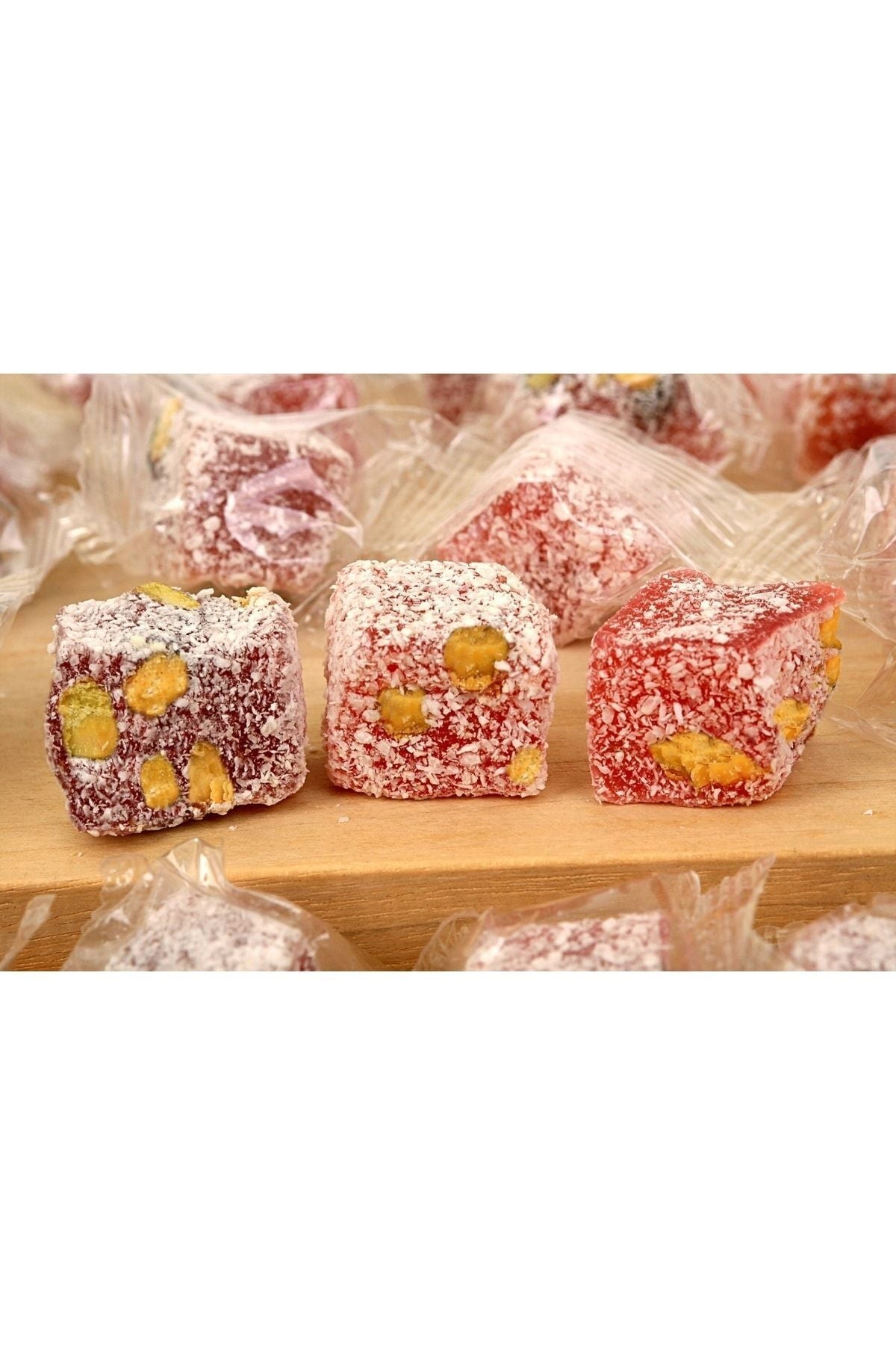 HANEZAN Pomegranate Flavored Flavored antepfistikli Double Roasted Turkish Delight 1 kg tek tek posetli - MALLTURK