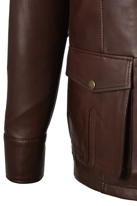 ALIN Kaya Men's Genuine Leather Zip-Up Leather Jacket Brown - MALLTURK