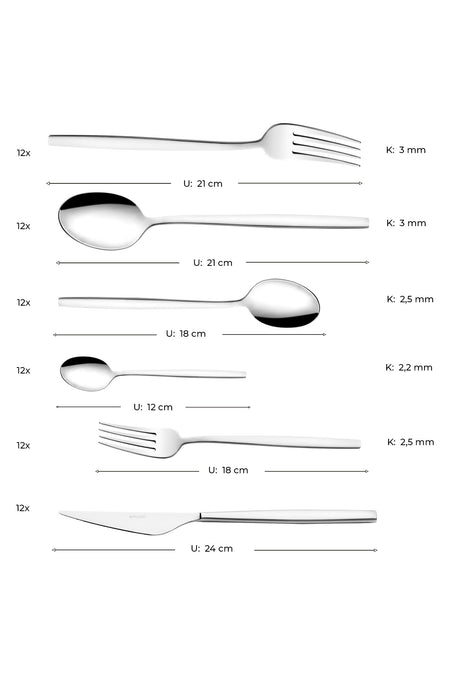 Emsan evelyn 72 Piece 12 Place Setting Flatware Set luks Boxed - MALLTURK