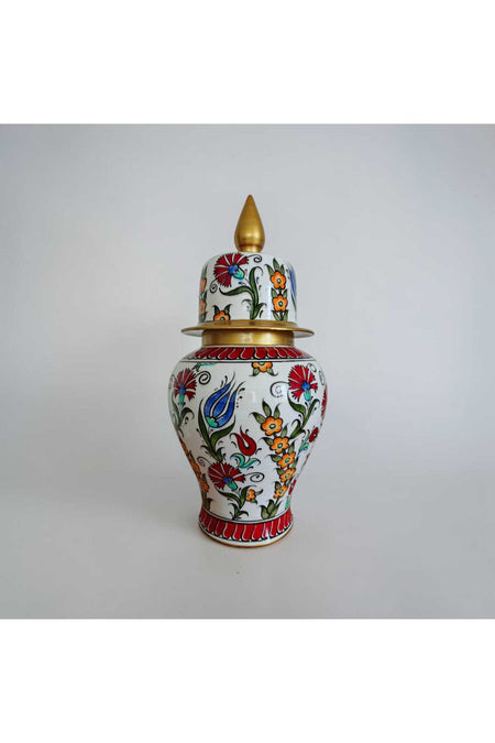 Sema Cini Handmade Ceramic 25 cm Gold Gilded Decorated Shahkup Vase - MALLTURK