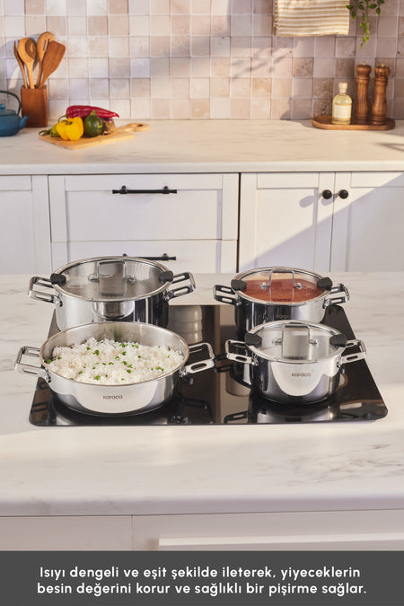 Karaca Powersteel 316+ Alberta Induction Compatible 8 Piece Cookware Set - MALLTURK