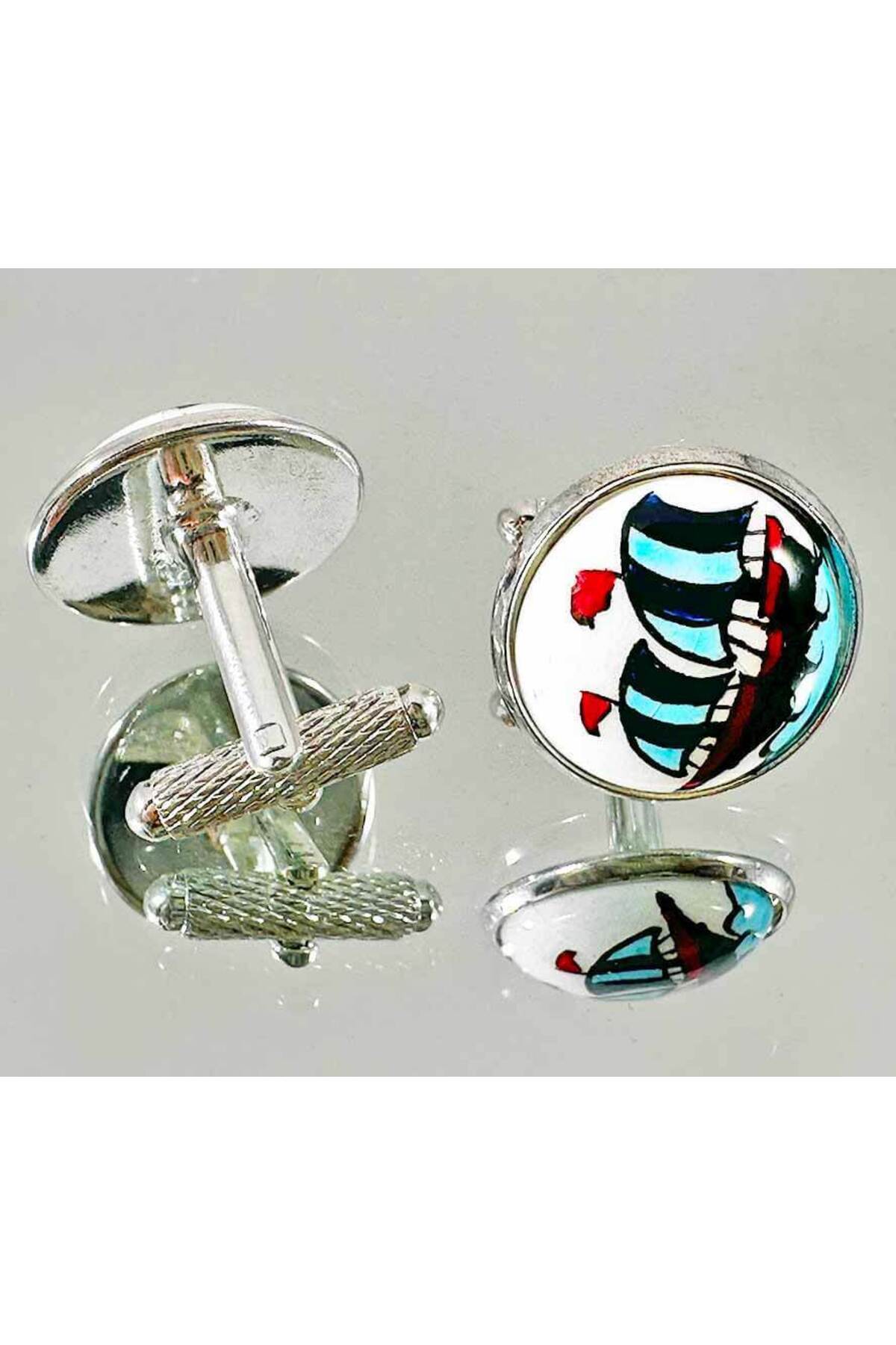 Cini Evi Denizciye Gift Iznik Tile Cufflinks - MALLTURK
