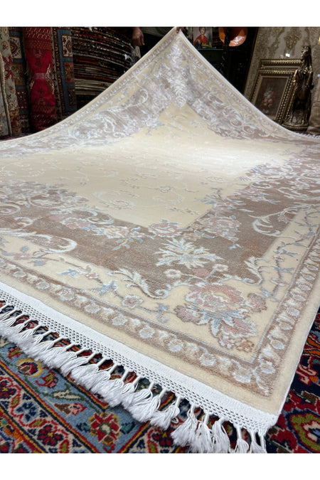 RD RAMAZAN DAG Hand Rug Art Hand-Woven Silk Blend Usak Rug Special Weave Size 300x200 - MALLTURK