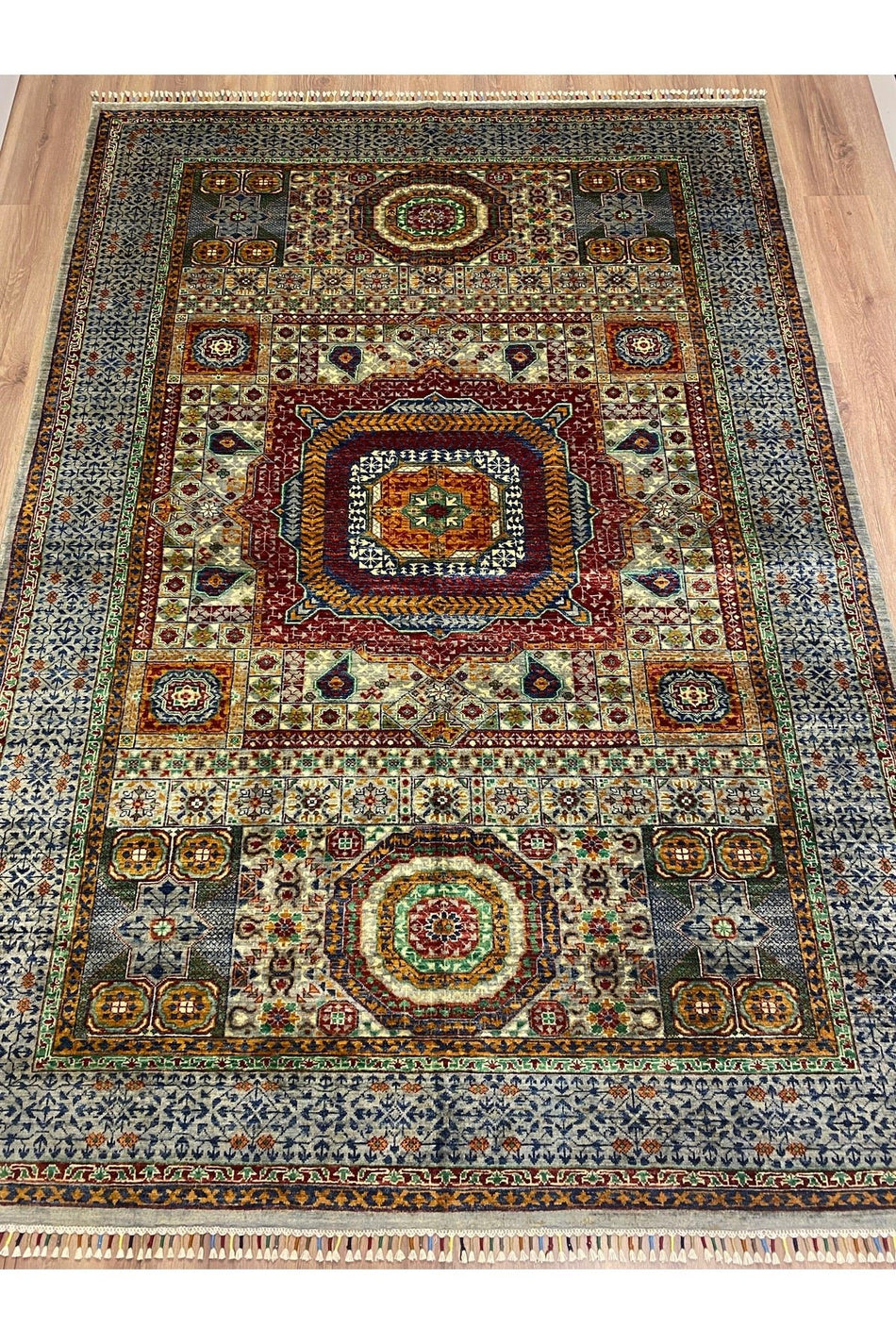 FethiyeHalikilim Handwoven Afghan Mamluk Rug – 100% Wool, 100% Handwoven, Natural Decorative Rug, Handmade, Original Design Multicolored - MALLTURK
