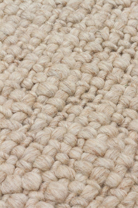 Vog Rug Loopy Hand-Woven Pure Wool and Cotton Rug Scandinavian Style Soft Textured Beige/Gray/Cream Color VogCHK