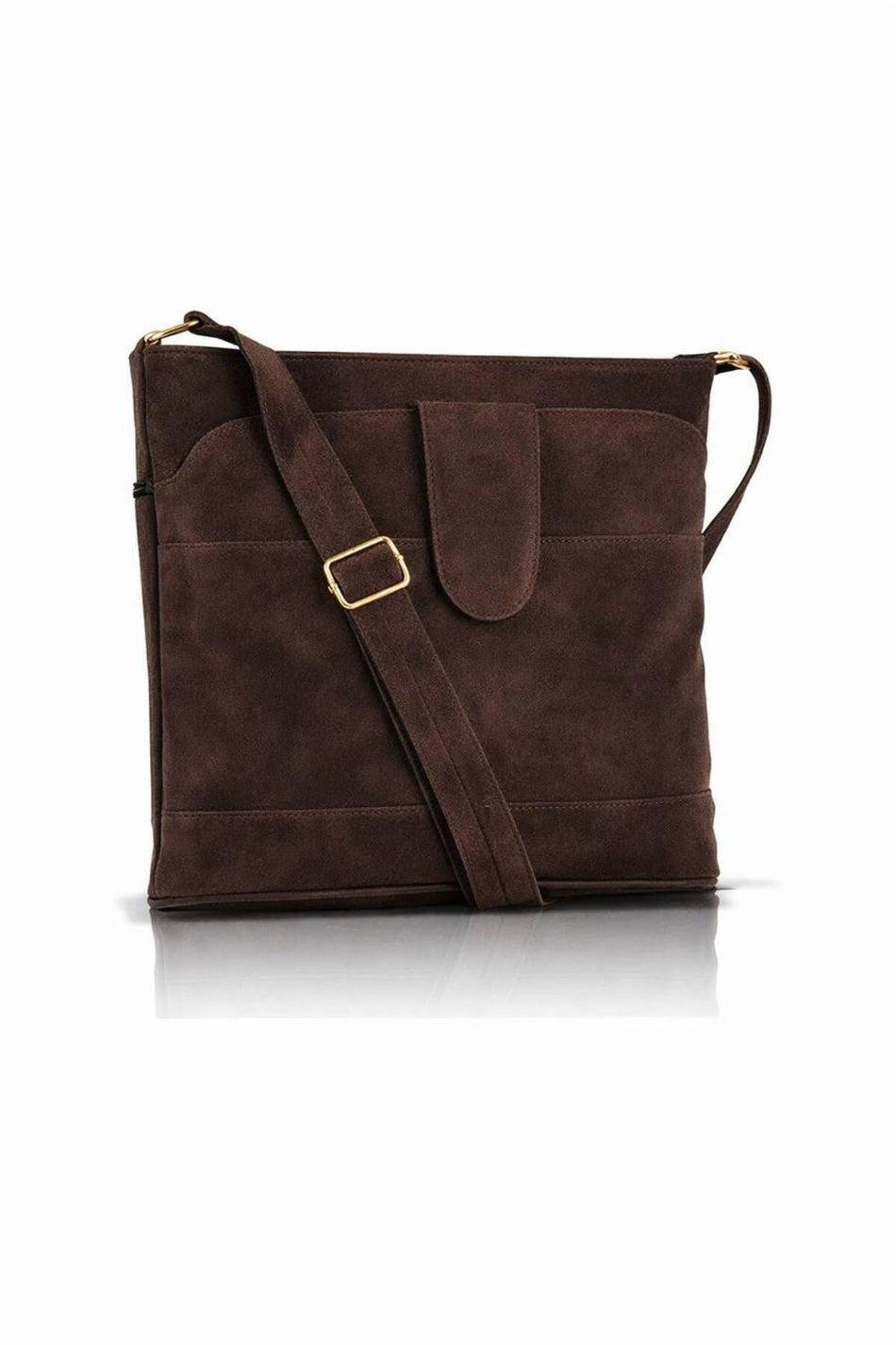 Fubileather Genuine Suede Leather Women's Crossbody Bag with Gold Details