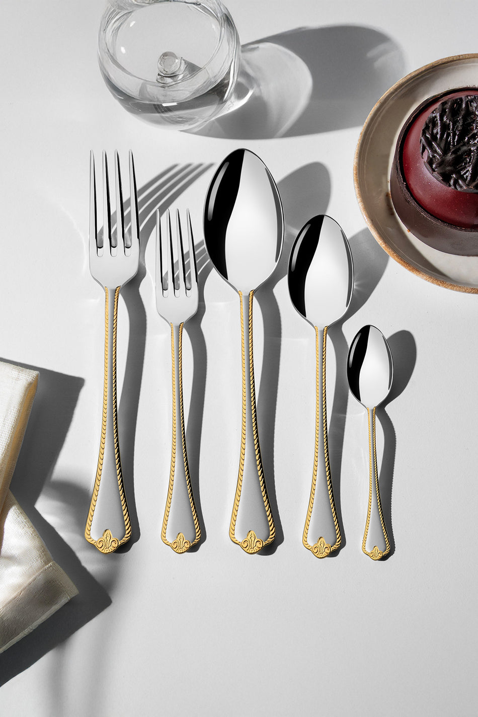 Nehir fulya altin Satin 6 Place Setting 30 Piece Boxed Fork Spoon Set - MALLTURK