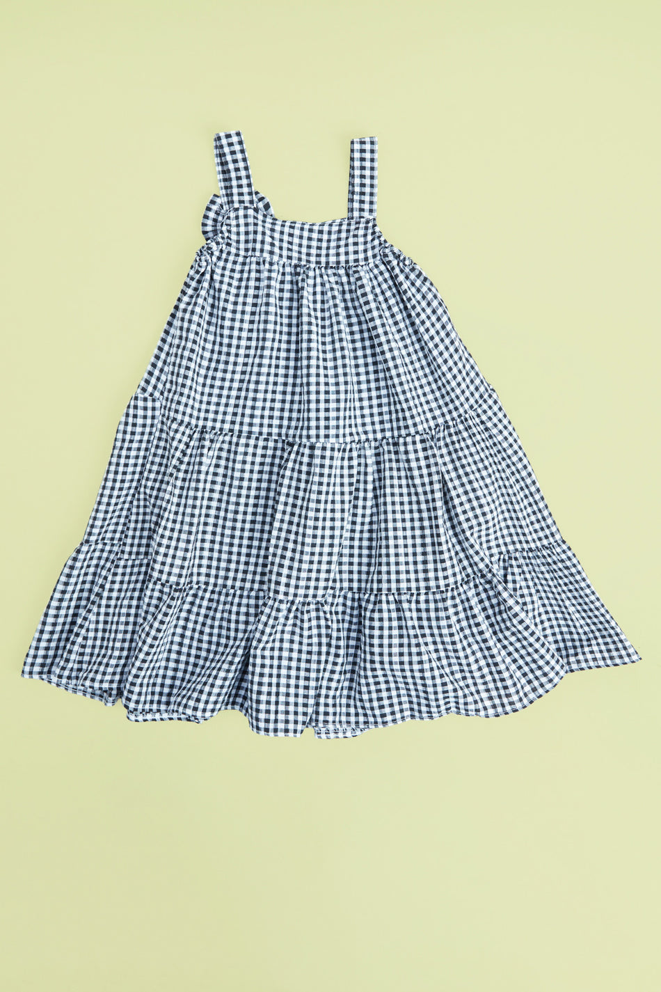 Gingham Patterned Hat and Strap Girls' Dress