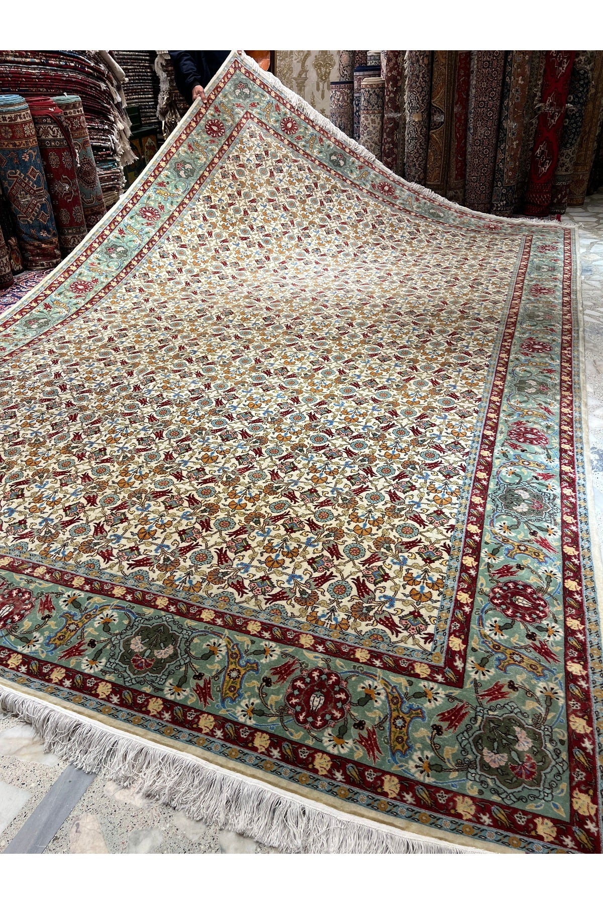 RD RAMAZAN DAG Hand Rug Art Hand-Woven Hereke Rug Lalezar Design Size 395x255 - MALLTURK