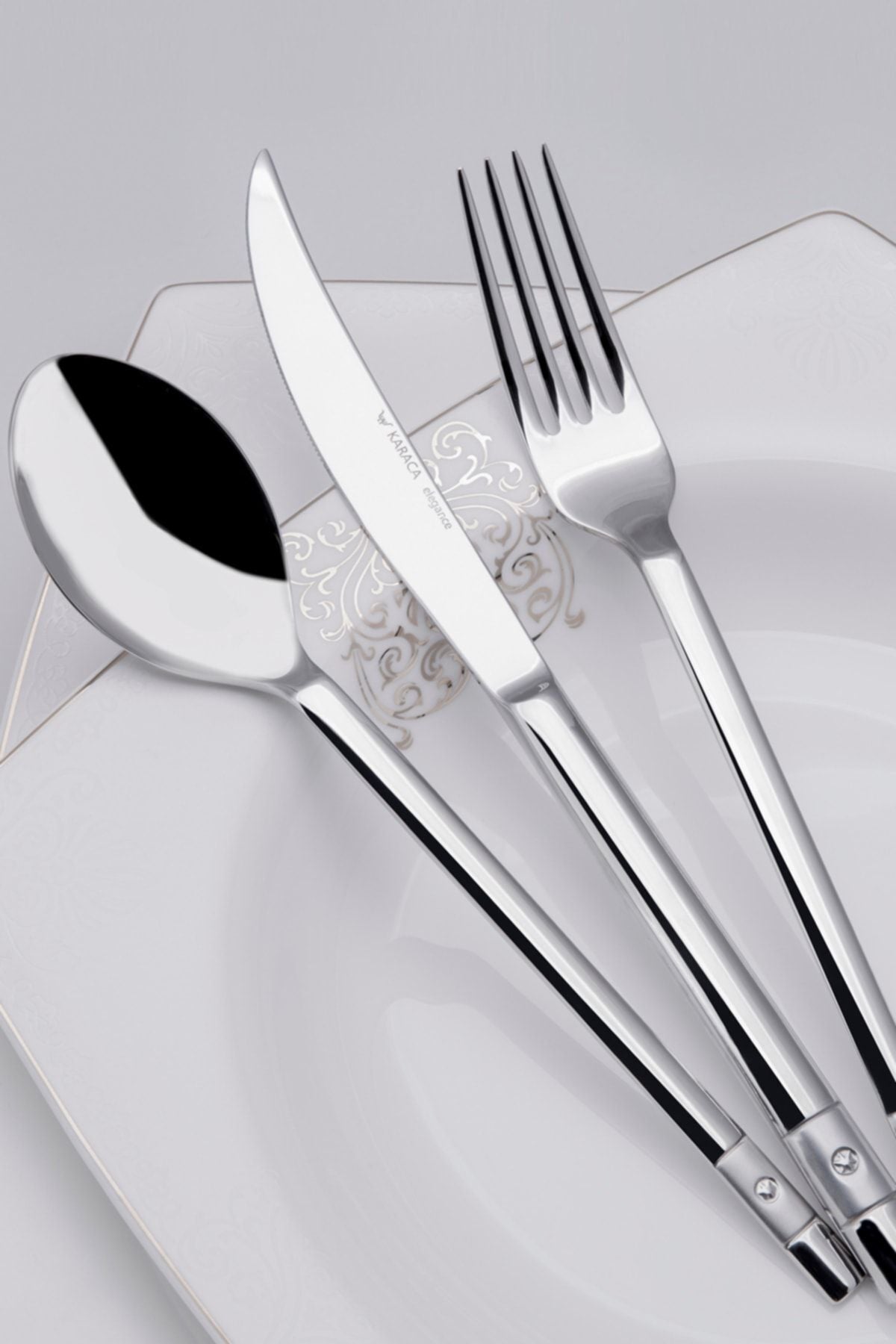 Karaca 84 Piece 12 Place Setting elegance sand new elmas Flatware Set - MALLTURK