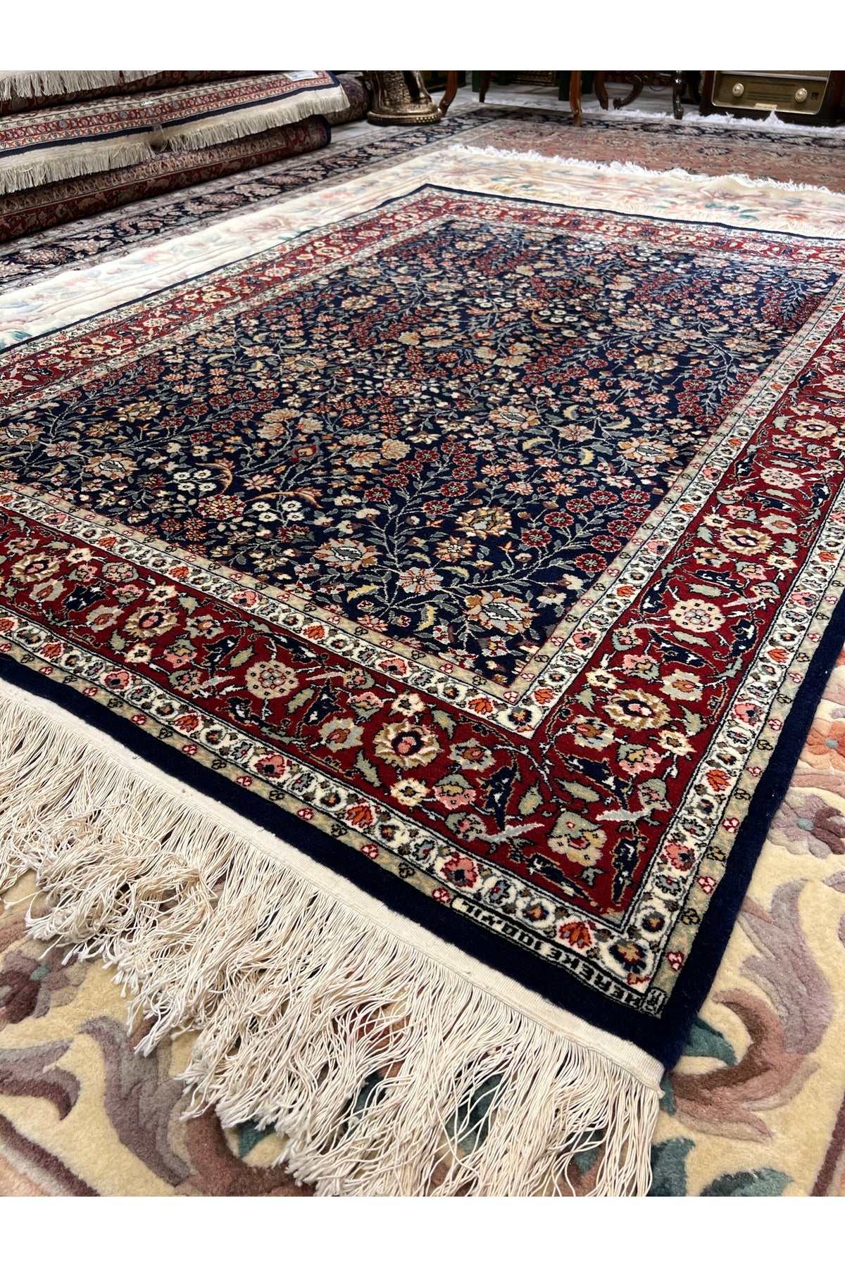 RD RAMAZAN DAG Hand Rug Art Hand-Woven Sumerbank Hereke Rug 100.Anniversary Series Seven Mountains Flower Design Size 207x1.53 - MALLTURK