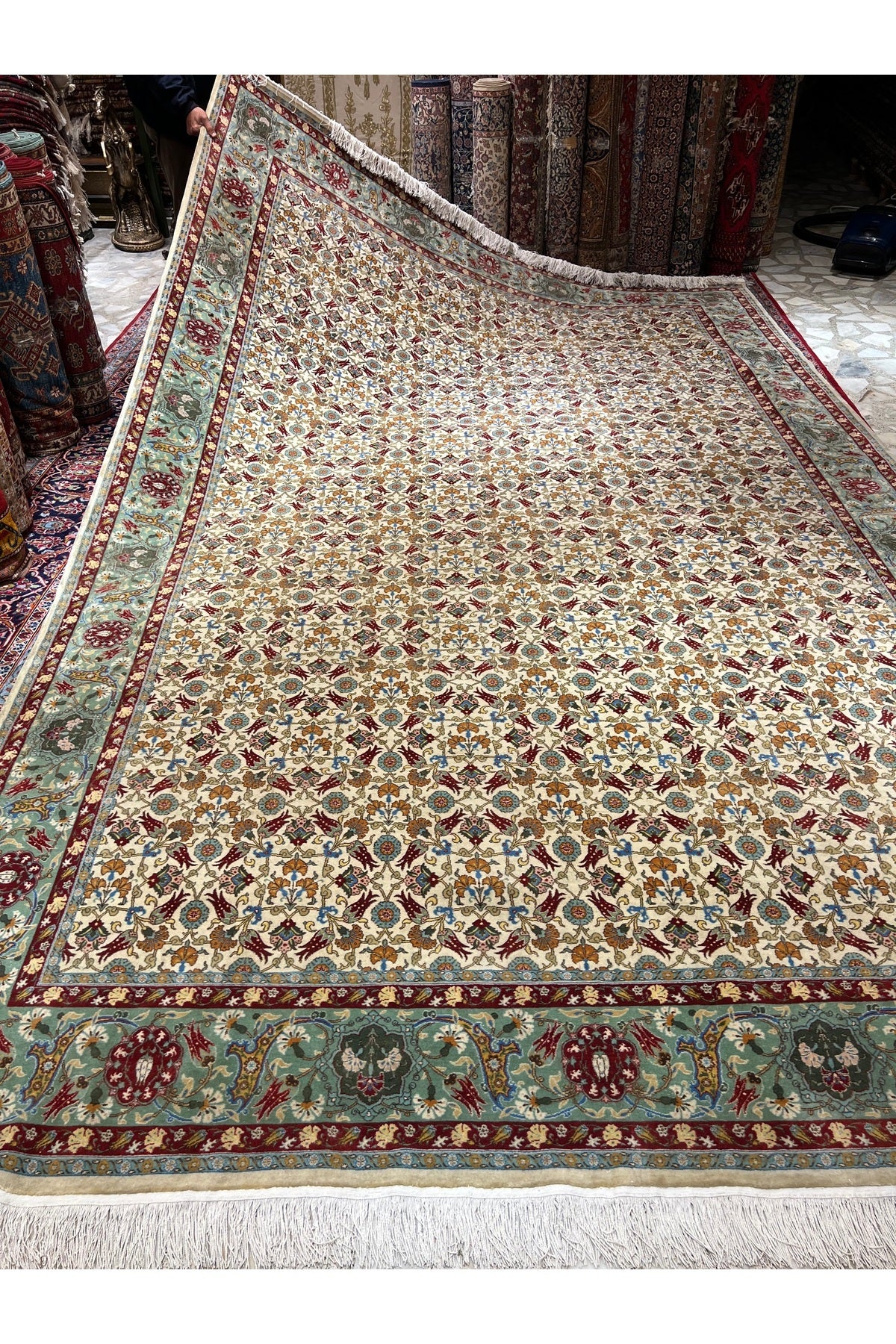 RD RAMAZAN DAG Hand Rug Art Hand-Woven Hereke Rug Lalezar Design Size 395x255 - MALLTURK