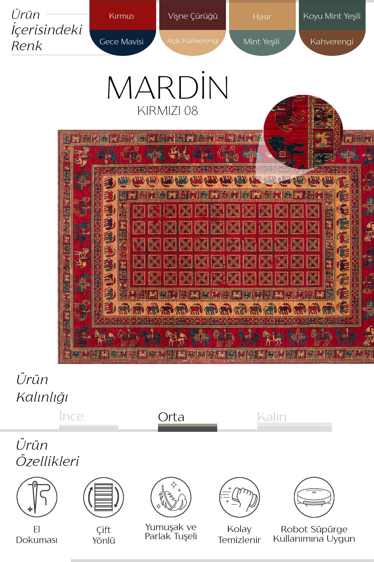 Cool Rug Mardin Red New Zealand Wool Ethnic Distressed Traditional Pattern Vintage Classic Misafir Living Room Rug