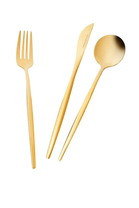 Karaca orion shiny champion parlak gold 30 Piece 6 Place Setting Flatware Boxed - MALLTURK