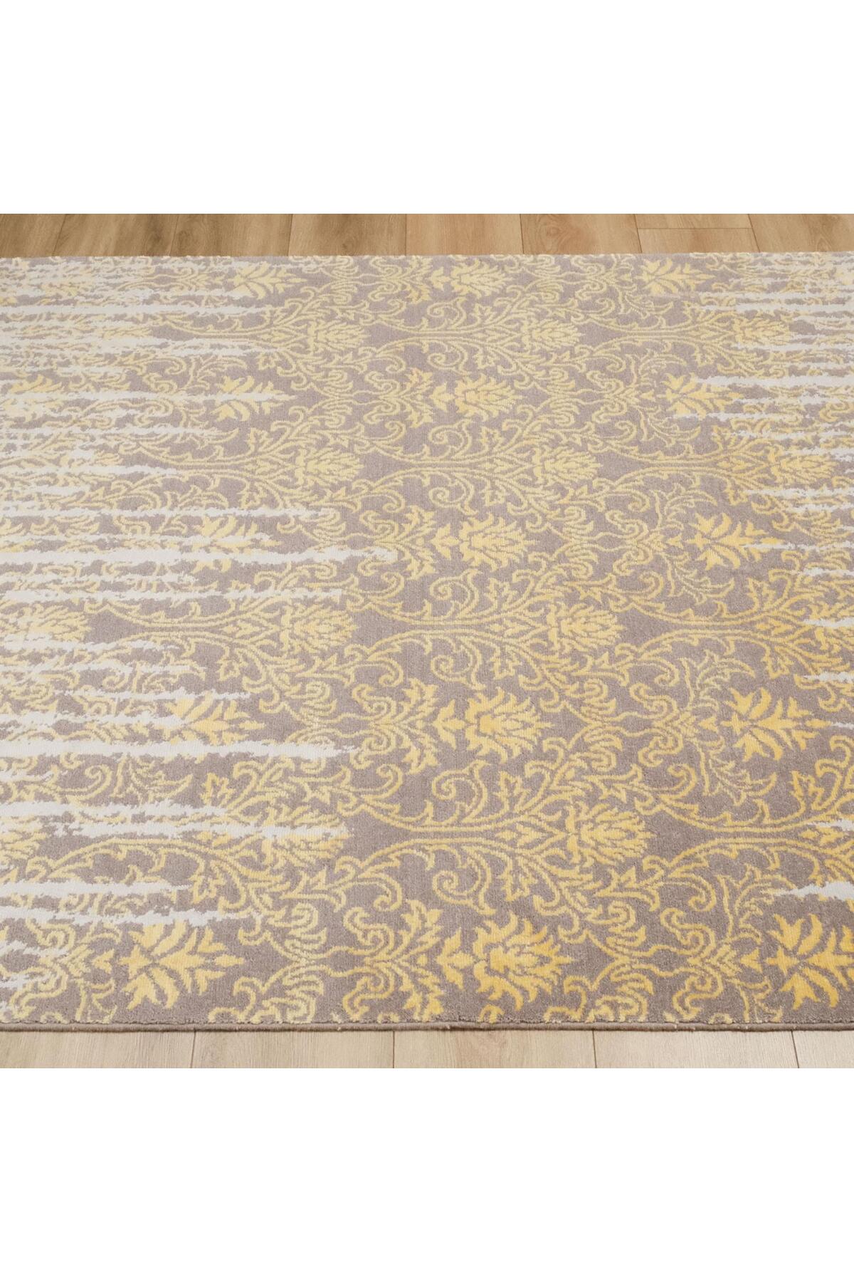 Halicizade Heritage Series Vintage Pattern Machine Woven Rug - Heritage 455 Yellow - MALLTURK