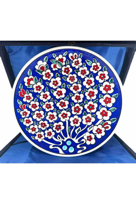 Cini Evi Devlet Erkani Gift, Blue Zeminli Tree of Life Iznik Tile Plate - MALLTURK