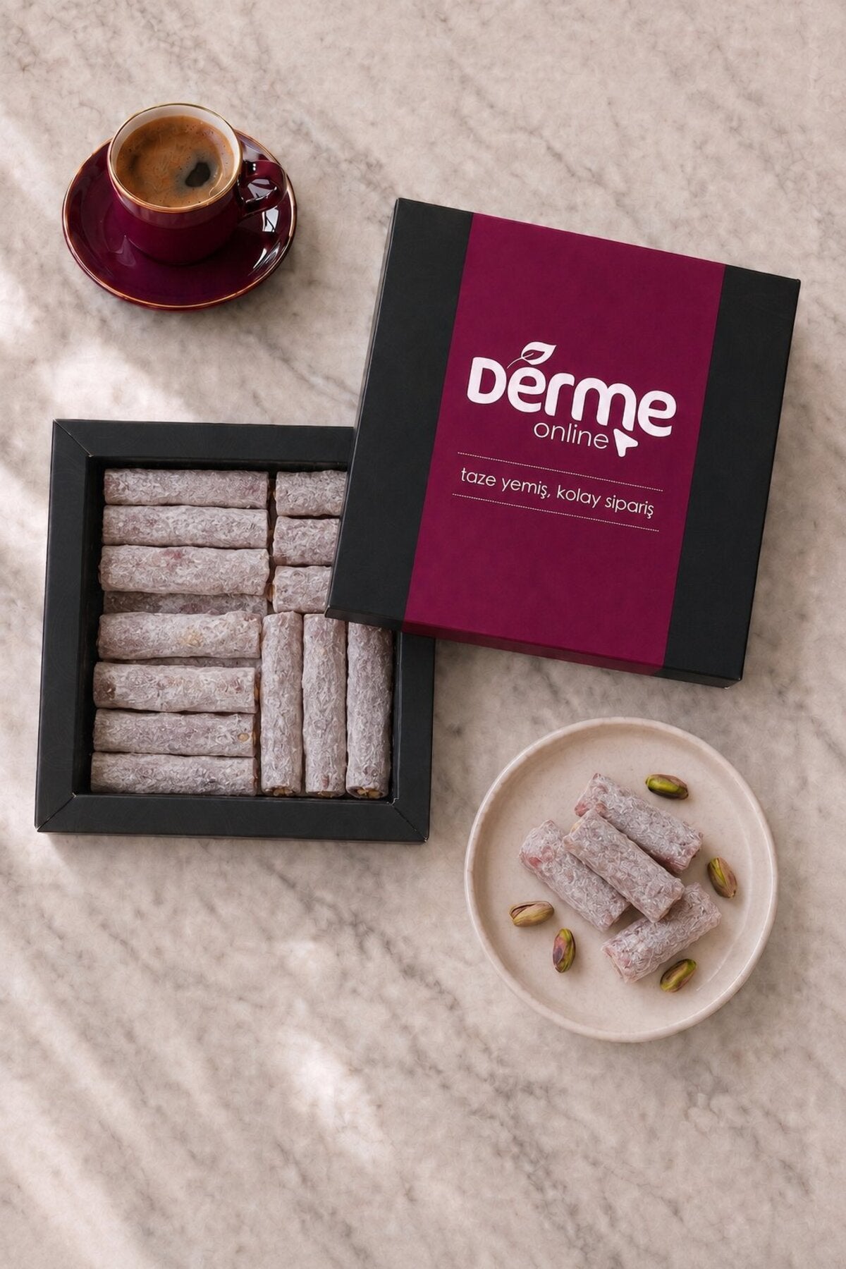 Derme fitil Turkish Delight Pistachio fistik Powdered Sugar 300 g - MALLTURK