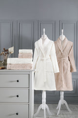 Ozdilek Pastoral Velvet Family Bathrobe Set - MALLTURK