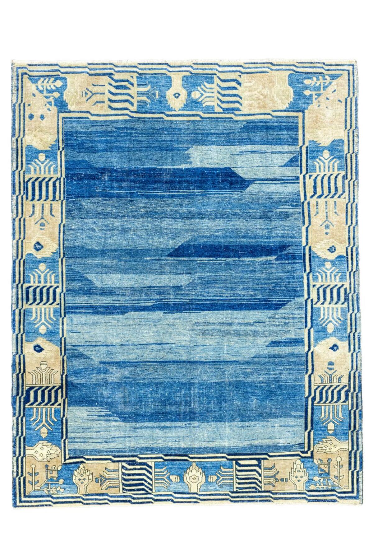 Soho Antiq Ravil Modern Abrajli Hand-Woven Blue Rug 178x230 cm - MALLTURK