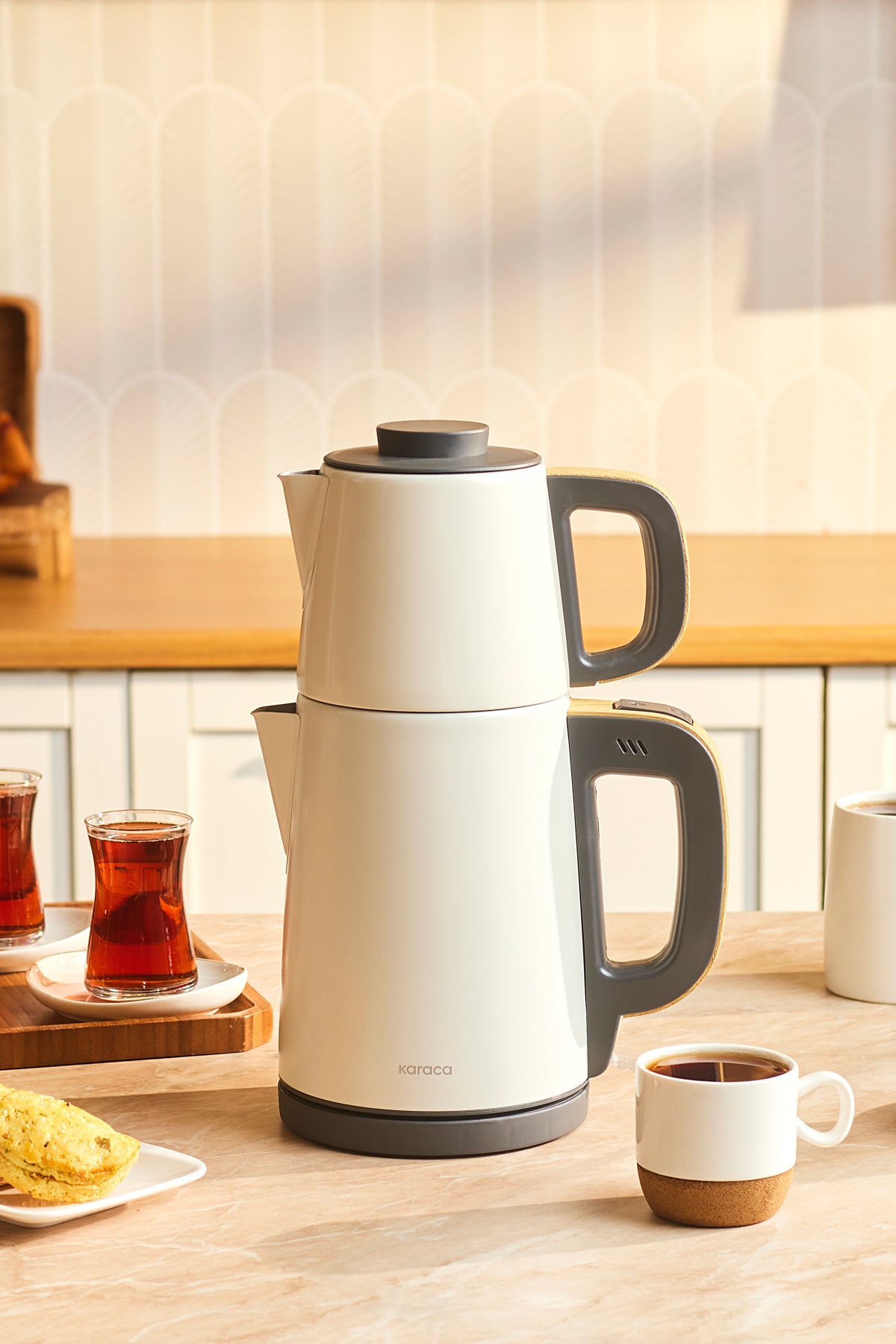 Karaca Tea Break 2 in 1 Stainless Steel Tea Maker Wood Craft - MALLTURK