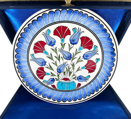 Cini Evi Carnation Garden Iznik Tile Plate 25cm - MALLTURK