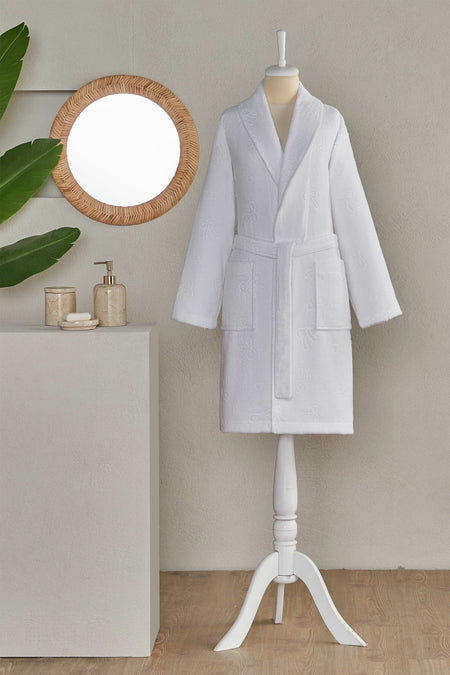 Ozdilek Floretta Bow Shawl Collar Bathrobe - MALLTURK