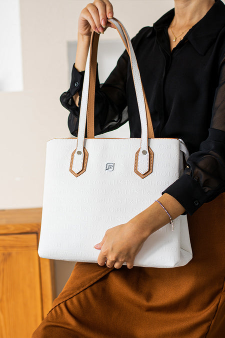 Just Polo White Tan Women's Shoulder Bag JPMB4028 - MALLTURK