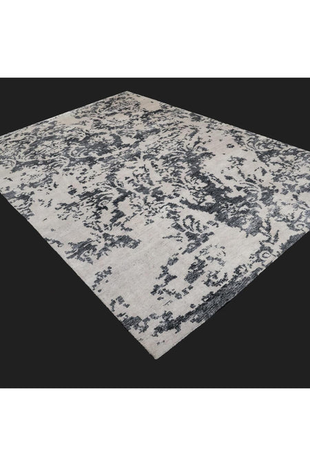Halicizade Hand-Woven Bambu Soyut Pattern Cream Rug - MALLTURK