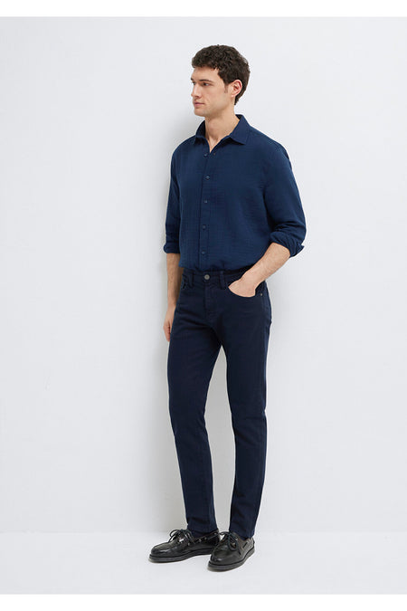 Marcus Dark Navy Comfort Gabardine Trousers 0035190674 - MALLTURK