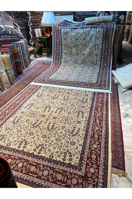 RD RAMAZAN DAG Hand Rug Art Hand-Woven Sumerbank Hereke Rug Signed Seven Mountains Flower Premium Quality Size 300x200 - MALLTURK