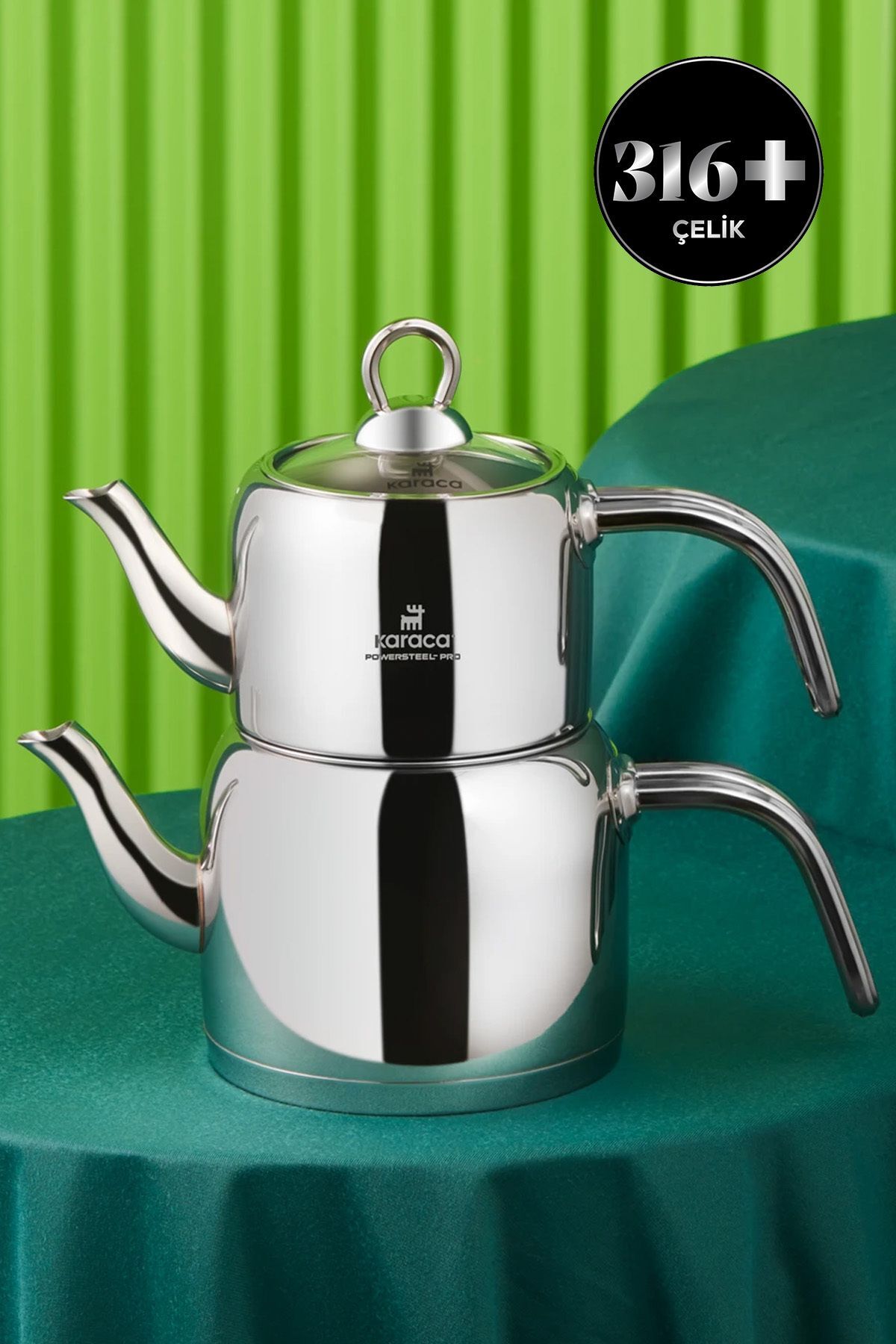 Karaca Vega Mini Powersteel 316 Stainless Steel Vega Teapot Set - MALLTURK