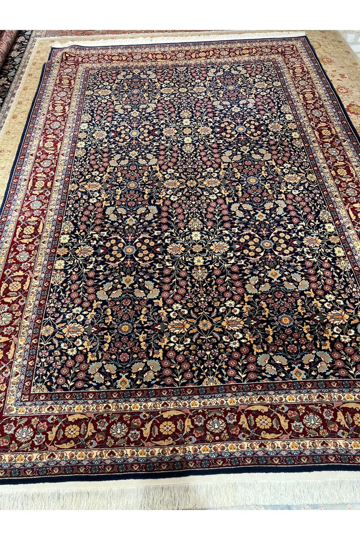 RD RAMAZAN DAG Hand Rug Art Hand-Woven Hereke Rug Imzalidir Seven Mountains Flower Design Premium Quality Natural Dye Size 3x2 - MALLTURK
