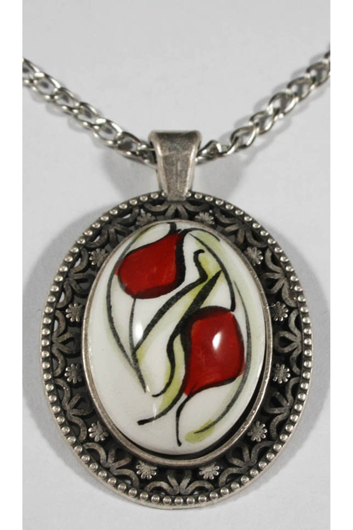 Cini Evi Red Tulips Iznik Tile Jewelry Set - MALLTURK
