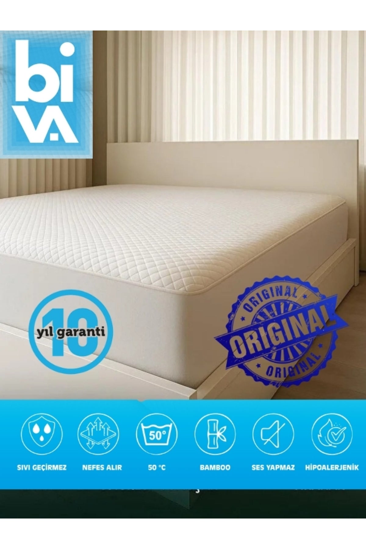 BIVA Yumusak Waterproof Bamboo Quilted Mattress Protector - MALLTURK