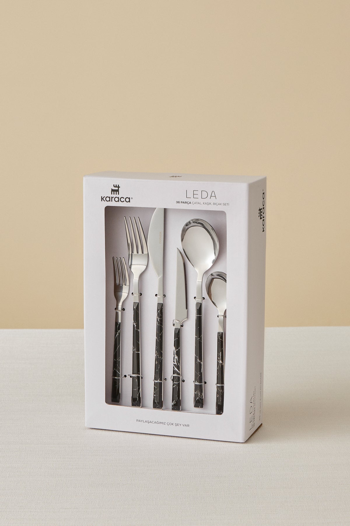 Karaca leda 36 Piece 6 Place Setting Flatware Set black - MALLTURK
