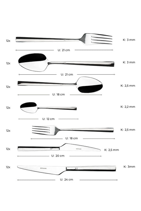 Emsan premium penta platin 84 Piece 12 Place Setting Flatware Set luks Boxed - MALLTURK